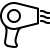 Icon in png format file of a hair dryer in black colour line and transparent background.