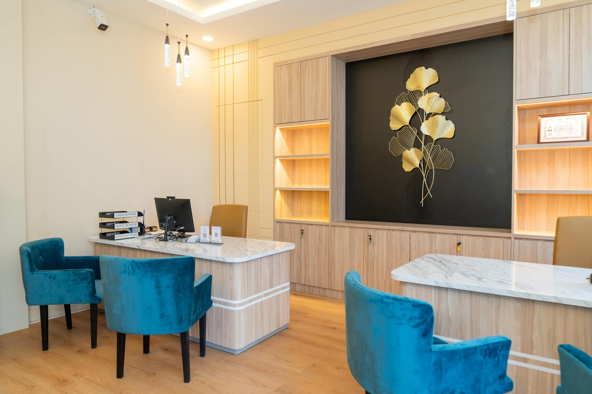 The modern and welcoming lobby of 85 Soho Phnom Penh, a dynamic space where exceptional guest experiences begin.